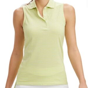 Renwick Striped Sleeveless Polo Top - Green